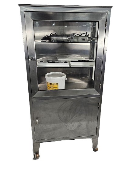 Silver Cabinet With Glass Shelves