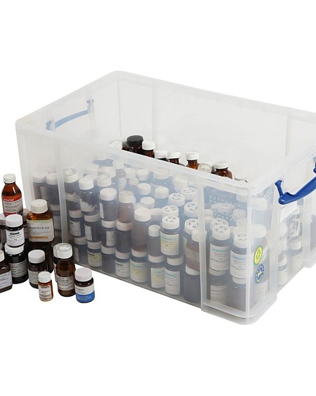 Crate Of Brown Pill Bottles 