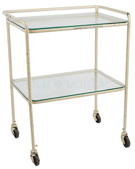 Period Rectangular Trolley 2 Glass Shelves 