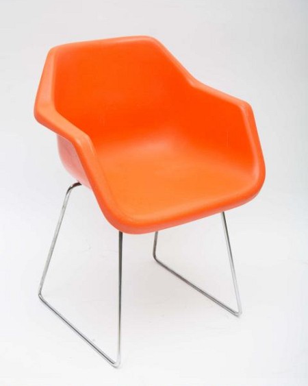 Orange Bucket Chair Sled Leg Waiting Room