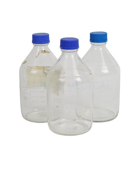 Chemical Bottles Medium Blue Lids 
