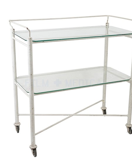 Large Period Cream Trolley 2 Glass shelves 