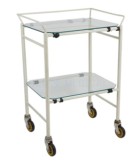 Period Cream Square Trolley 2 Glass Shelves 