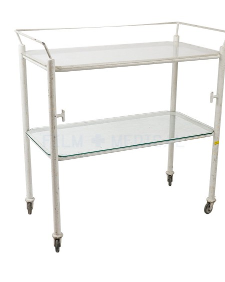 Period Cream Rectangular Trolley, 2 Glass Shelves 