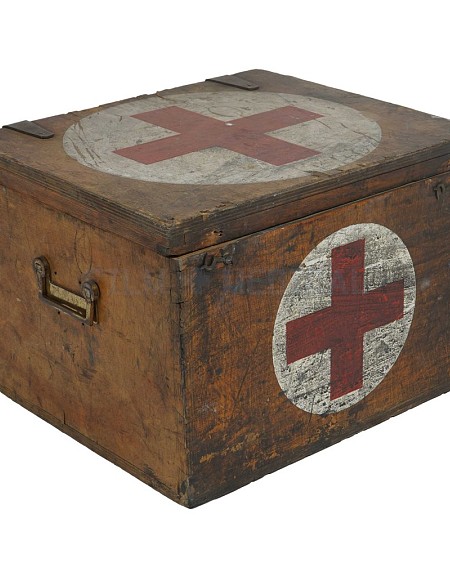 Wooden Red Cross Storage Box 