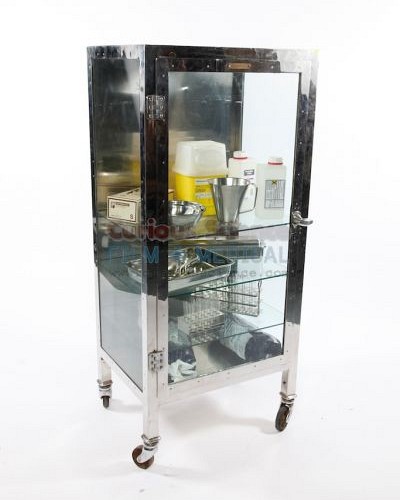 Chrome mortuary cabinet dressed 