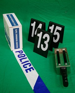 Police Tape and Scene of Crime Markers