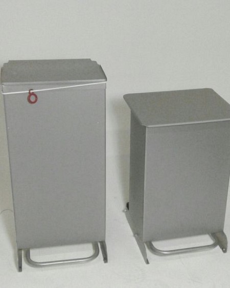 Grey metal clinical bins
