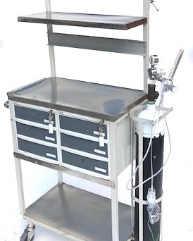 Procedure trolley with oxygen cylinder