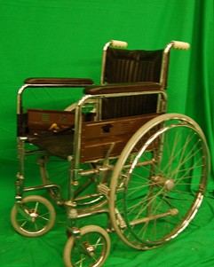 Chrome and Brown Wheelchair