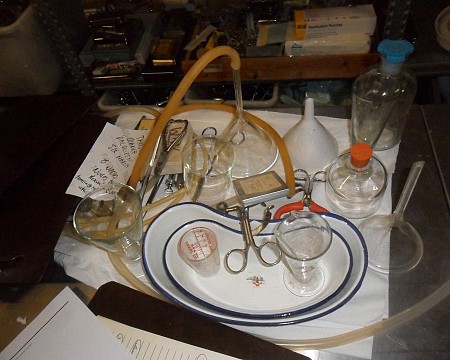 Mixed instruments - antique; glass, enamel, scientific