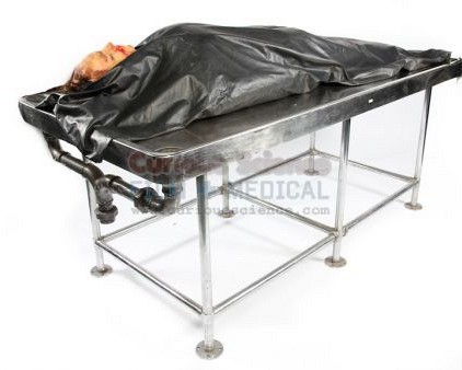 Dissection table with body bag