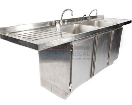 Mortuary double sink unit