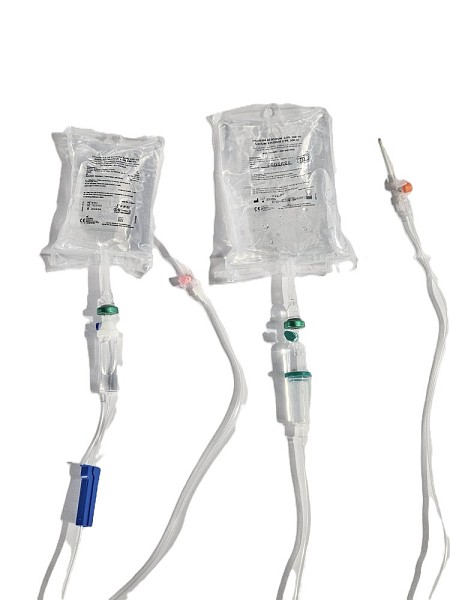 IV Saline Bags 500ml  With Giving Set, Priced Individually 