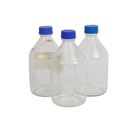 Chemical Bottles Medium Blue Lids 