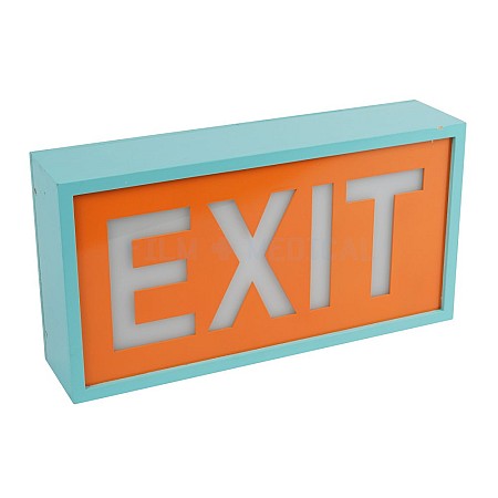 Orange Turquoise Exit Sign