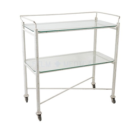 Large Period Cream Trolley 2 Glass shelves 