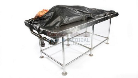 Dissection table with body bag