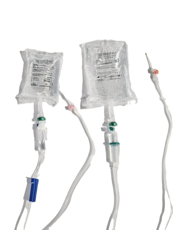 IV Saline Bags 500ml & 250ml With Giving Set, Priced Individually 