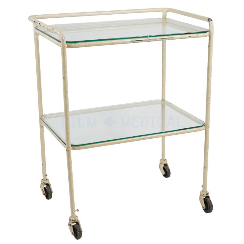 Period Rectangular Trolley 2 Glass Shelves 