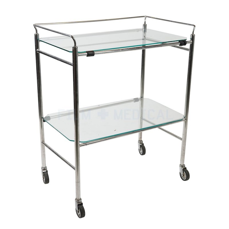 Metal Trolley 2 Glass shelves & Rail