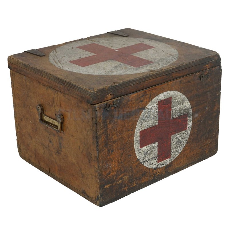 Wooden Red Cross Storage Box 